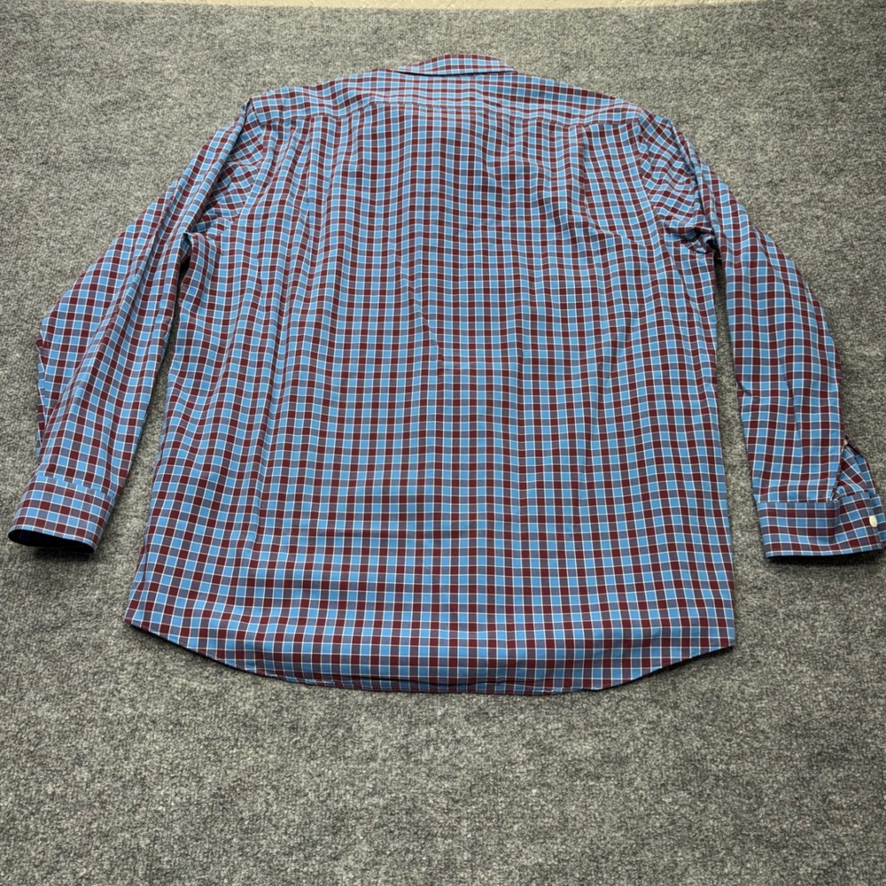 LL Bean Mens Large Traditional Fit Plaid Button Down Shirt Blue Burgundy 505642 - Picture 8 of 8